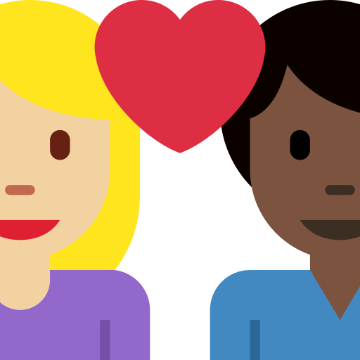 Stel met hart: vrouw, man, lichtgetinte huidskleur, donkere huidskleur voor Twitter (X) Twemoji 15.0.3