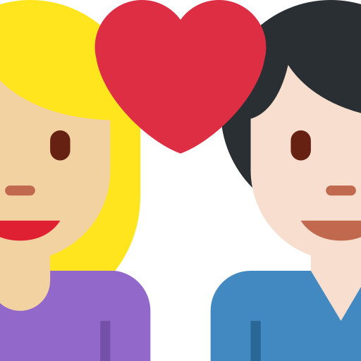 Casal Apaixonado: Mulher, Homem, Pele Morena Clara, Pele Clara para Twitter (X) Twemoji 15.0.3