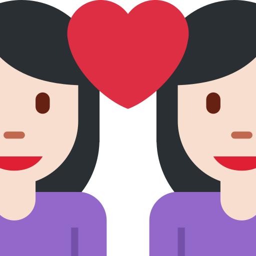 Stel met hart: vrouw, vrouw, lichte huidskleur voor Twitter (X) Twemoji 15.0.3