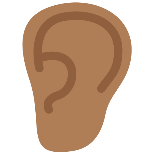 Ucho: Středně tmavý tón pleti pro Twitter (X) Twemoji 15.0.3