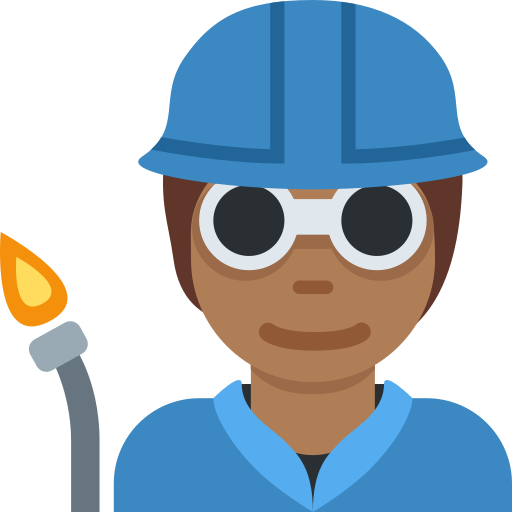 Twitter (X) Twemoji 15.0.3의 경우 공장 직원: 진한 갈색 피부