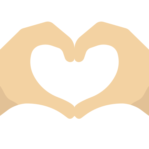 Handen in de vorm van een hart: lichtgetinte huidskleur voor Twitter (X) Twemoji 15.0.3