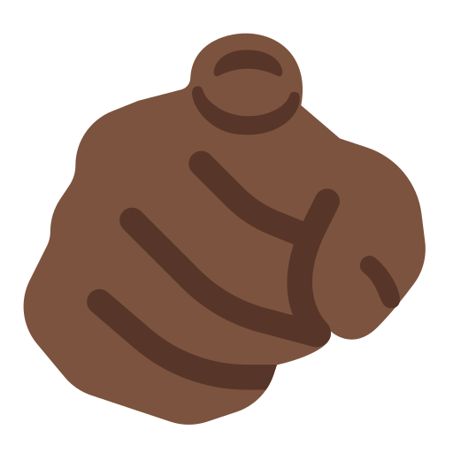Karşıyı işaret eden işaret parmağı: koyu cilt tonu için Twitter (X) Twemoji 15.0.3