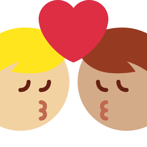 Φιλί: άντρας, άντρας, μεσαίος-ανοιχτόχρωμος τόνος δέρματος, μεσαίος τόνος δέρματος για Twitter (X) Twemoji 15.0.3