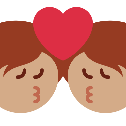 Twitter (X) Twemoji 15.0.3의 경우 키스: 갈색 피부