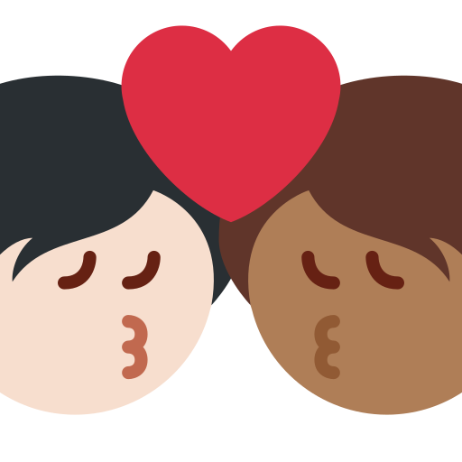 Polibek: Osoba, Osoba, Světlý odstín pleti, Středně tmavý odstín pleti pro Twitter (X) Twemoji 15.0.3