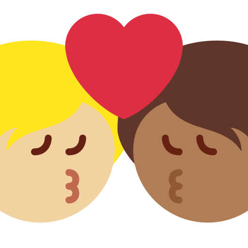 Φιλί: ενήλικας, ενήλικας, μεσαίος-ανοιχτόχρωμος τόνος δέρματος, μεσαίος-σκούρος τόνος δέρματος για Twitter (X) Twemoji 15.0.3