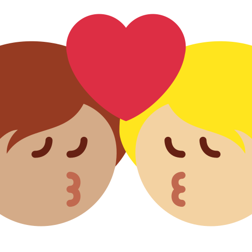 Beso: Persona Adulta, Persona Adulta, Tono De Piel Medio, Tono De Piel Claro Medio para Twitter (X) Twemoji 15.0.3