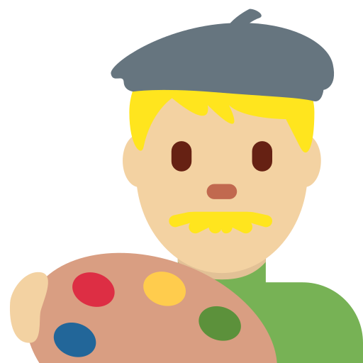 Erkek ressam: orta açık cilt tonu için Twitter (X) Twemoji 15.0.3