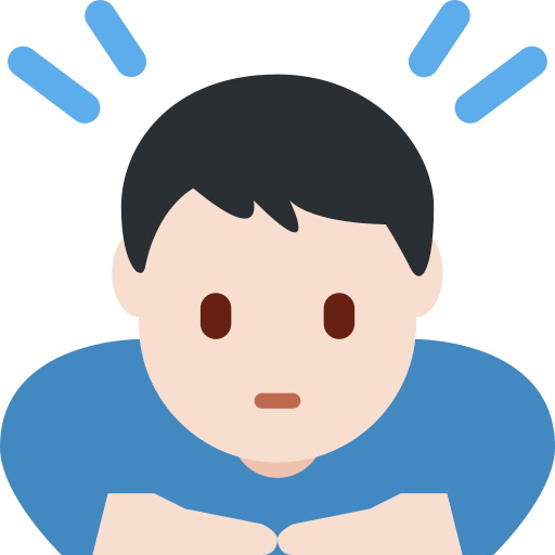 Muž se klaní: Světlý odstín pleti pro Twitter (X) Twemoji 15.0.3