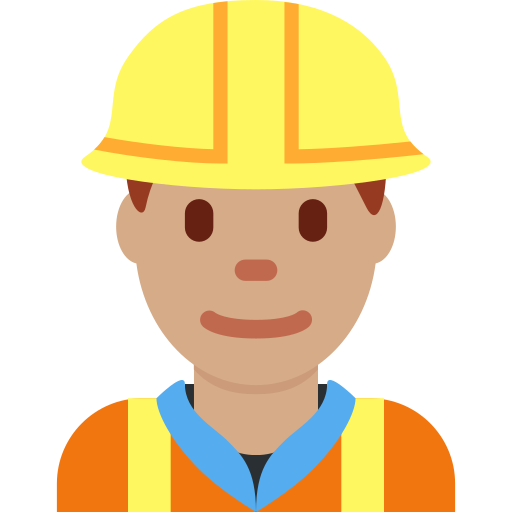 Mannelijke bouwvakker: getinte huidskleur voor Twitter (X) Twemoji 15.0.3