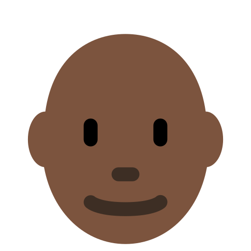 איש: גוון עור כהה, קירח עבור Twitter (X) Twemoji 15.0.3