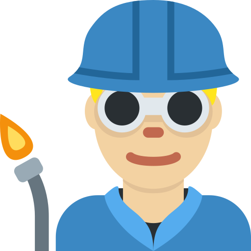 عامل مصنع: بشرة بلون فاتح ومعتدل لـ Twitter (X) Twemoji 15.0.3