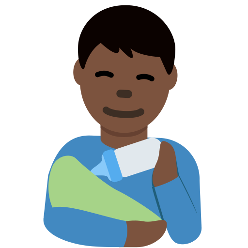 Man die een baby voedt: donkere huidskleur voor Twitter (X) Twemoji 15.0.3