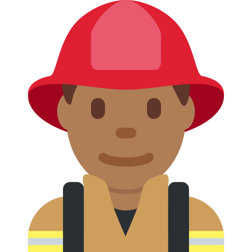 Man Firefighter: Medium-Dark Skin Tone per Twitter (X) Twemoji 15.0.3