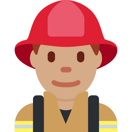 Muž hasič: Střední odstín pleti pro Twitter (X) Twemoji 15.0.3