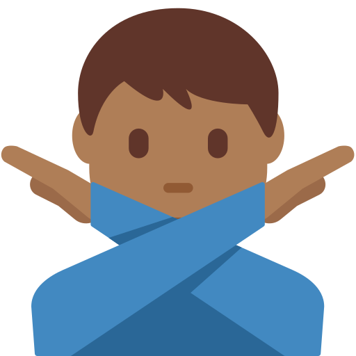 Muž gestikulující Ne: Středně tmavý odstín pleti pro Twitter (X) Twemoji 15.0.3