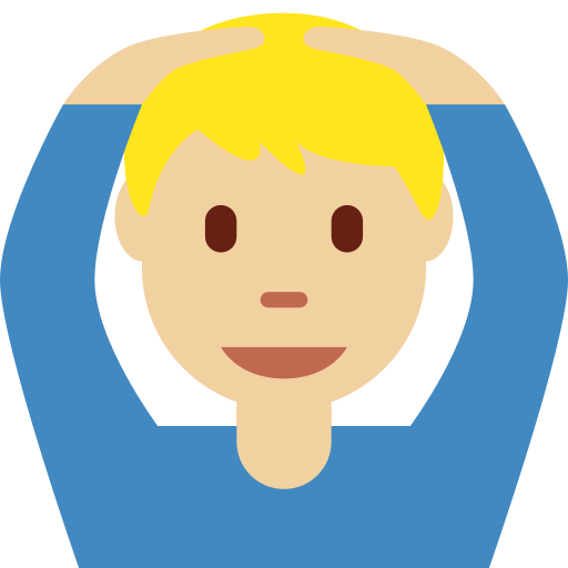 Mann Mit Händen Auf Dem Kopf: Medium Til Lys Teint für Twitter (X) Twemoji 15.0.3