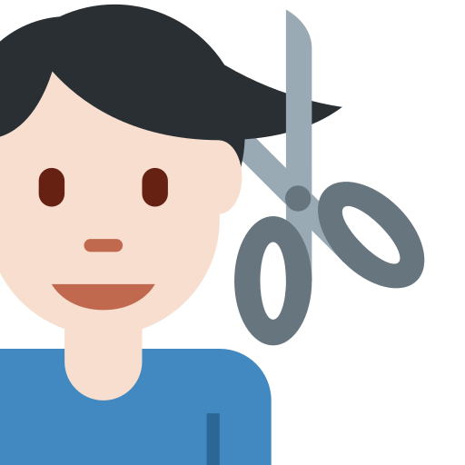 Άντρας κουρεύεται: ανοιχτόχρωμος τόνος δέρματος για Twitter (X) Twemoji 15.0.3