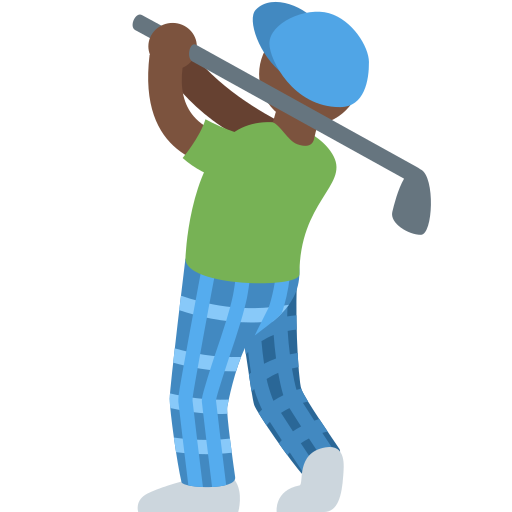 Twitter (X) Twemoji 15.0.3의 경우 골프치는 남자: 검은색 피부