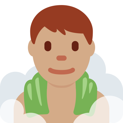 Người đàn ông ở trong phòng xông hơi: màu da trung bình cho Twitter (X) Twemoji 15.0.3