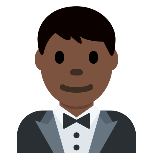 Man in smoking: donkere huidskleur voor Twitter (X) Twemoji 15.0.3
