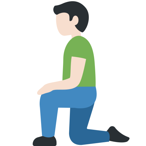 Klečící muž: světlý odstín pleti pro Twitter (X) Twemoji 15.0.3