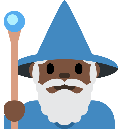 Muž Mág: Tmavý odstín pleti pro Twitter (X) Twemoji 15.0.3