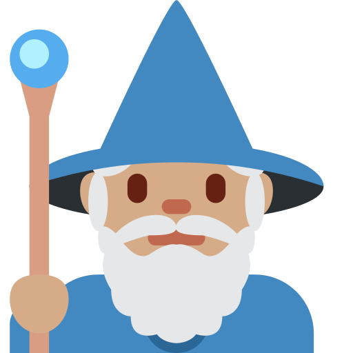 Muž Mág: Střední odstín pleti pro Twitter (X) Twemoji 15.0.3