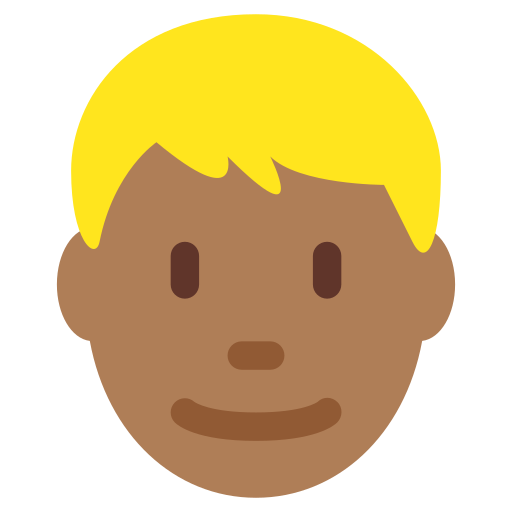 Άντρας: μεσαίος-σκούρος τόνος δέρματος, ξανθά μαλλιά για Twitter (X) Twemoji 15.0.3