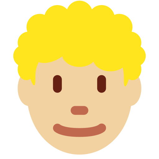 Mies: Keskivaalea ihonväri, kiharat hiukset varten Twitter (X) Twemoji 15.0.3