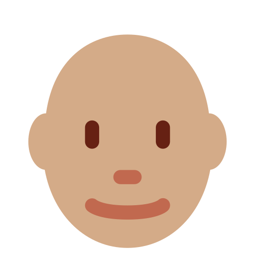 पुरुष: गेहुँआ त्वचा, गंजा Twitter (X) Twemoji 15.0.3 के लिए