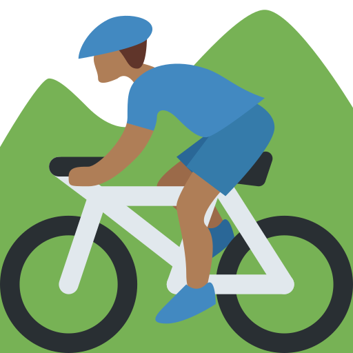 Ciclisme de muntanya per a homes: to de pell mig fosc per Twitter (X) Twemoji 15.0.3