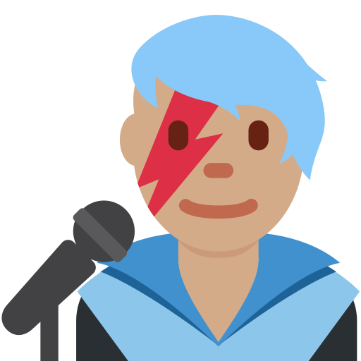 Penyanyi pria: warna kulit sedang untuk Twitter (X) Twemoji 15.0.3