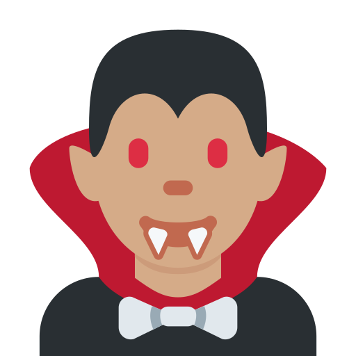 Vampir pria: warna kulit sedang untuk Twitter (X) Twemoji 15.0.3