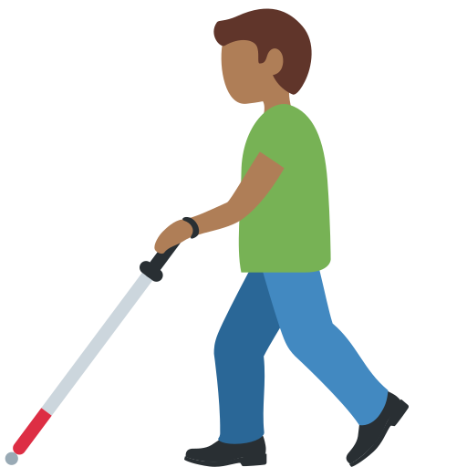Görme engelli bastonlu erkek: orta koyu cilt tonu için Twitter (X) Twemoji 15.0.3