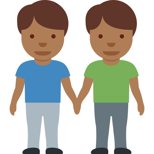 Muži držící se za ruce: Středně tmavý odstín pleti pro Twitter (X) Twemoji 15.0.3