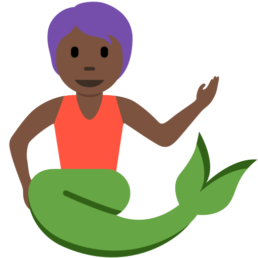 Merperson: tmavý odstín pleti pro Twitter (X) Twemoji 15.0.3