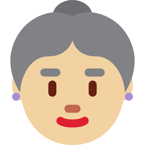 Oude vrouw: lichtgetinte huidskleur voor Twitter (X) Twemoji 15.0.3