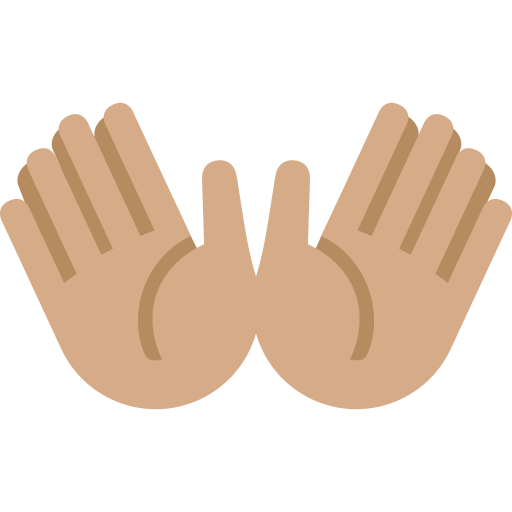 Ανοικτά χέρια: μεσαίος τόνος δέρματος για Twitter (X) Twemoji 15.0.3