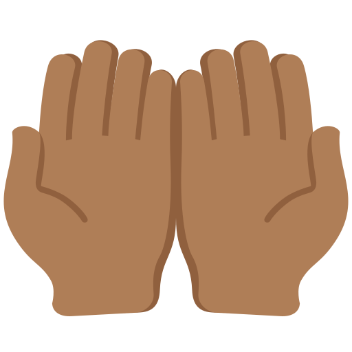 Společně vztyčené dlaně: Středně tmavý odstín pleti pro Twitter (X) Twemoji 15.0.3