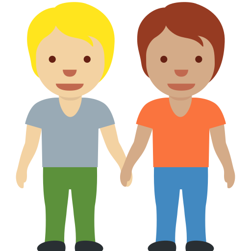 Hai người nắm tay: màu da sáng trung bình và màu da trung bình cho Twitter (X) Twemoji 15.0.3