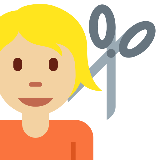 Persona que es talla el cabell: to de pell mig clar per Twitter (X) Twemoji 15.0.3