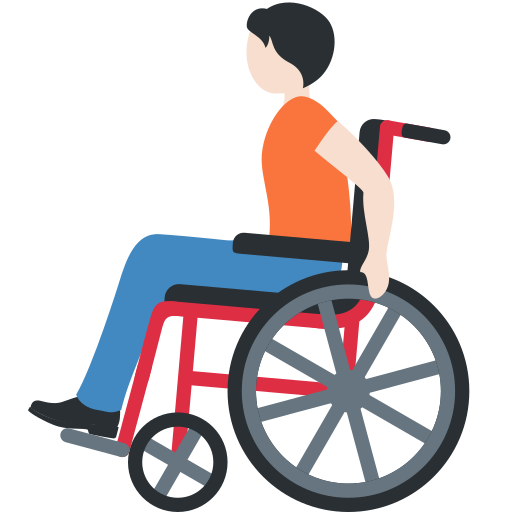 Osoba na wózku inwalidzkim: karnacja jasna dla Twitter (X) Twemoji 15.0.3