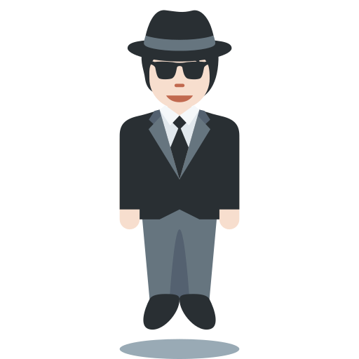 Pria melayang mengenakan jas: warna kulit cerah untuk Twitter (X) Twemoji 15.0.3