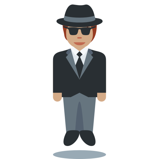 Persoana în costum care levitează: ten mediu pentru Twitter (X) Twemoji 15.0.3