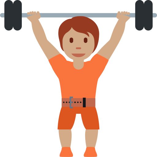 Person som lyfter tyngder: mellanfärgad hy för Twitter (X) Twemoji 15.0.3