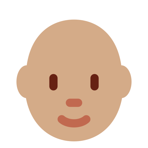 Erwachsener: Mittlere Hautfarbe, Glatze für Twitter (X) Twemoji 15.0.3