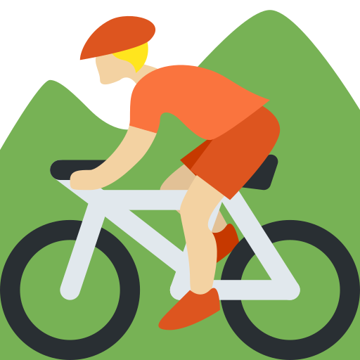 Persona amb bicicleta de muntanya: pell mitjana-clara per Twitter (X) Twemoji 15.0.3