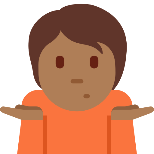 Osoba Pokrčení ramen: Středně tmavý odstín pleti pro Twitter (X) Twemoji 15.0.3